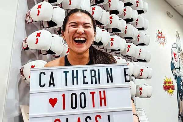 Rumble Boxing Member Catherine Hits 100 classes